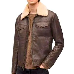 John Varvatos Shearling Leather Coat